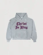 CHRIST IS KING" DISTRESSED RAGLAN HOODIE