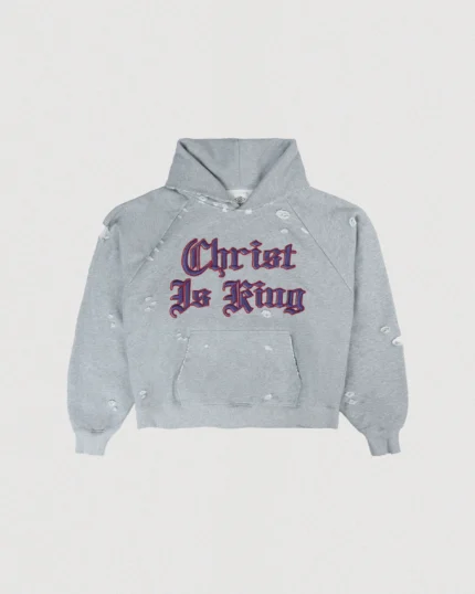 CHRIST IS KING" DISTRESSED RAGLAN HOODIE